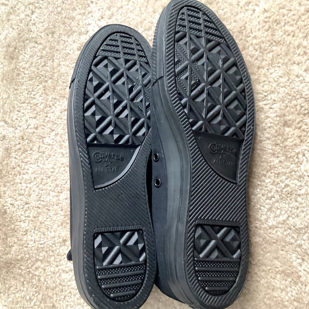 Converse All Black High Top Shoes, New WO Tags, Size 10.5 Men,12.5 Women Unisex - Picture 4 of 5